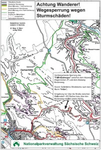 Karte der vorübergehenden Sperrung des Füllhölzelweges/Karte: Nationalparkverwaltung