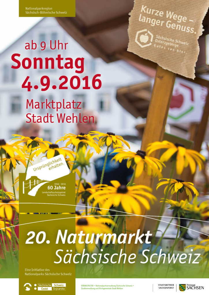 Plakat Naturmarkt mit gelben Blumen