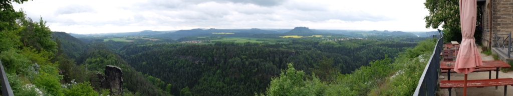 View from the Brand into the front and rear parts of Saxon Switzerland / Photo: Archive National Park Management, K. Jäpelt